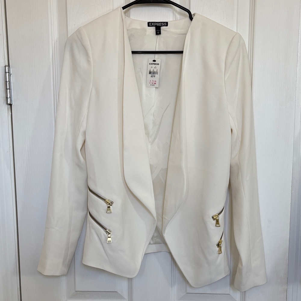 Express Women's Ivory Blazer with Gold Zippers  TWO DAYS ONLY: until 2/7
